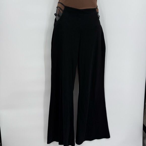 Princess Polly Side Cutout Wide Leg Flare Pull On Pants in Black | Size 8 - Picture 7 of 9